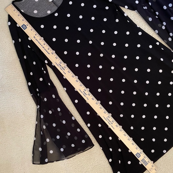 MSK Long Sleeve Black with White Polka Dot Dress Medium - Picture 5 of 6